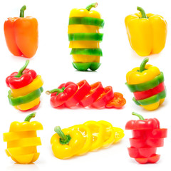 whole and sliced sweet peppers