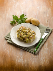 cake with chicken and potatoes