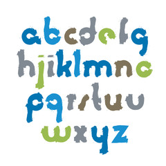 Vector bright acrylic font, handwritten watercolor lowercase let