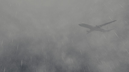 Verkehrsflugzeug fliegt durch einen Sturm 1