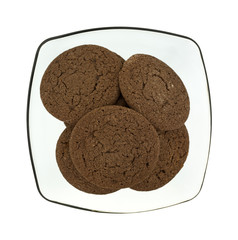 Chocolate cookies in a translucent bowl