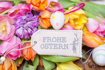 frohe ostern blumen karte