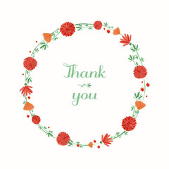 Vector floral frame.Watercolor wreath with flowers and leaf.