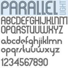 “PARALLEL” stripes retro style font, light version.