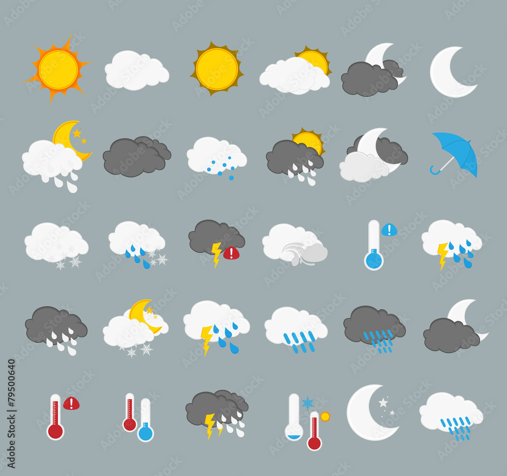 Canvas Prints set of 30 high quality vector weather icons