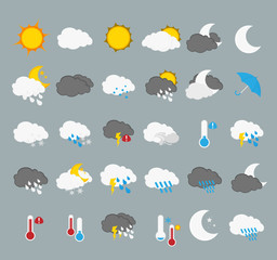 Obraz premium Set of 30 high quality vector weather icons