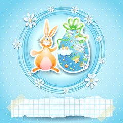 Easter card with egg, bunny and copy space