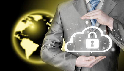 Protect cloud information data concept. Security and safety of