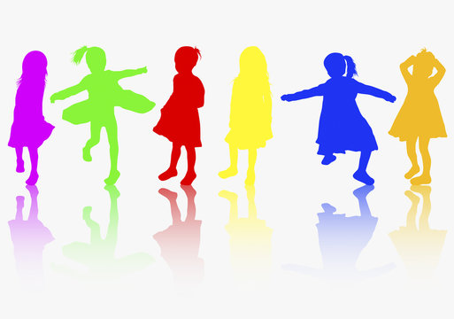 girls silhouettes color