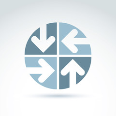 Vector abstract emblem with four multidirectional arrows placed