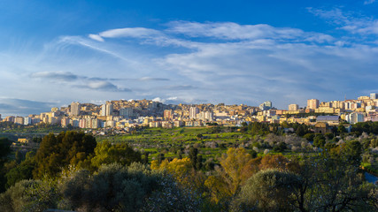 Agrigento town view from Valley of Temples - obrazy, fototapety, plakaty