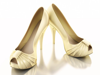 3d High heel shoes on white background