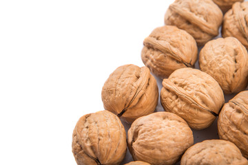 Walnut nuts over white background