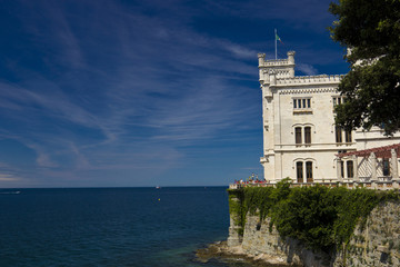 The Miramare Castle and the sea