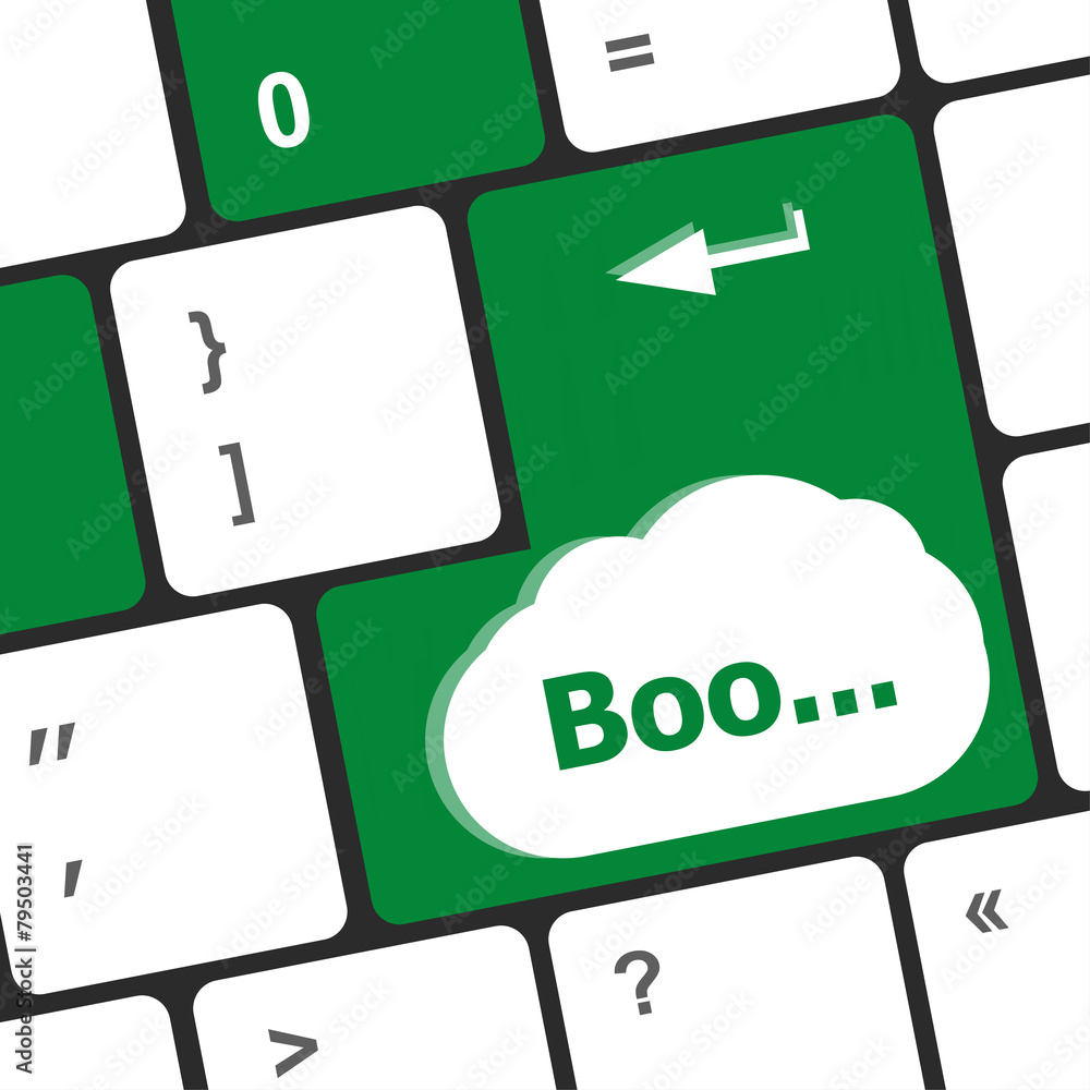 Poster boo word on computer keyboard keys