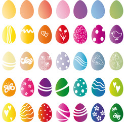 35 bunte Eier - Vektor