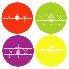 monochrome icon set with planes