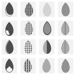 monochrome icon set with drop