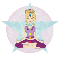 Yoga girl in lotus position