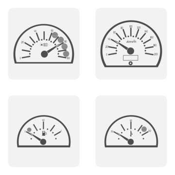 monochrome icon set with spidoietr temperature auto