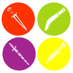 monochrome icon set with knives