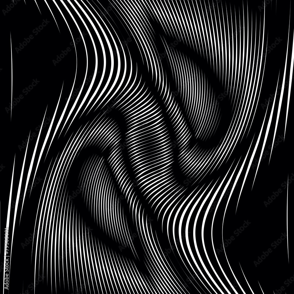 Poster moire pattern, monochrome background with trance effect. optical
