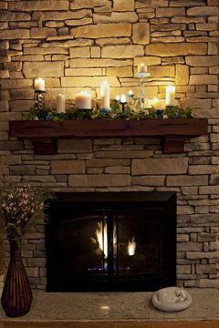 Cozy Nighttime Fireplace