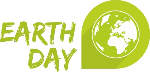 Earth day vector icon with green planet