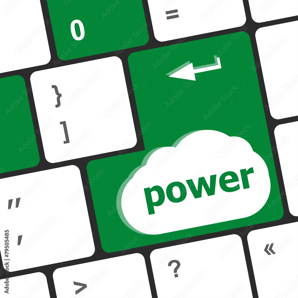 Poster computer keyboard - key power