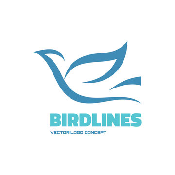Birdlines - vector logo illustration. Bird dove logo.