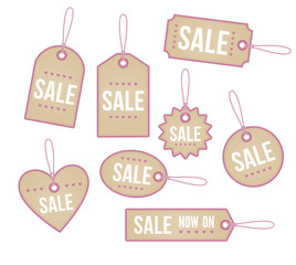 A set of heart themed price tags