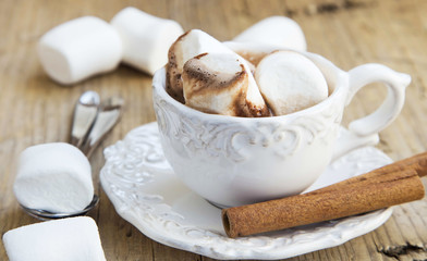 Fototapeta na wymiar Hot Chocolate Cup with Marshmallows