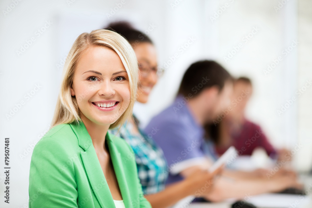 Canvas Prints students with computers studying at school