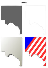Lassen County (California) outline map set