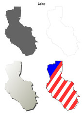 Lake County (California) outline map set