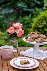 Kekse Cookies auf Tisch im Garten