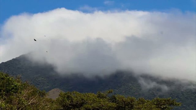 Fast moving clouds avove the Miravalles Volcano, Costa Rica