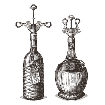 bottle of wine vector logo design template. alcohol drink or