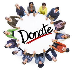 Diverse People Holding Hands Donate Concept