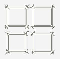 Set of four decorative frames with full editable stroke weight