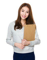 Woman hold with clipboard