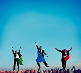 Superhero Businessmen Aspirations Corporate Success Concept