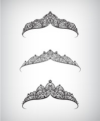 vector set of hand drawn beautiful decorated with pattern crowns © marylia17