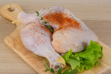 Raw chicken leg