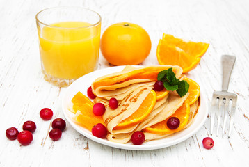 pancakes with oranges and cranberries