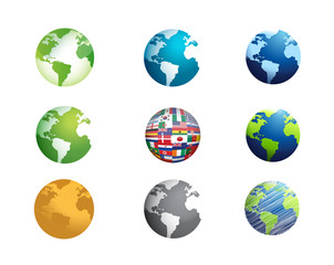 earth globe icon set illustration design