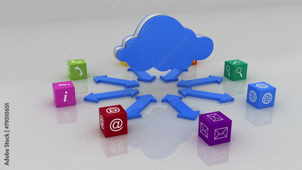 Poster Cloud with computer application cubes
