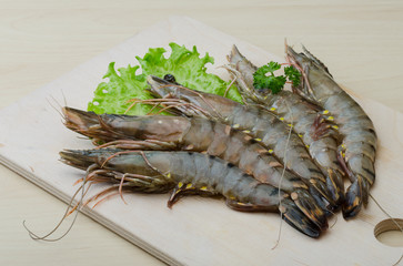 Raw tiger shrimps
