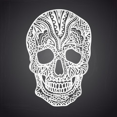Vector illustration with Hand Drawn Skull. 