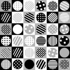 Geometric background with dotted and striped circles